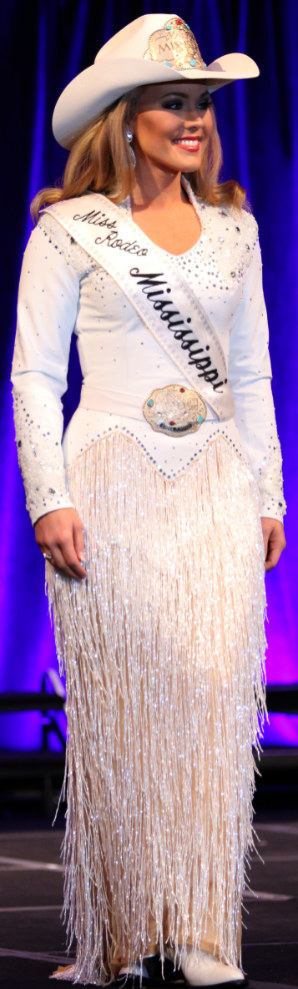 Emma Jumper, Miss Rodeo Mississippi 2017, wearing white lambskin leather